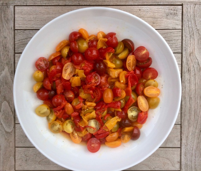 heritage tomato and pepper salad